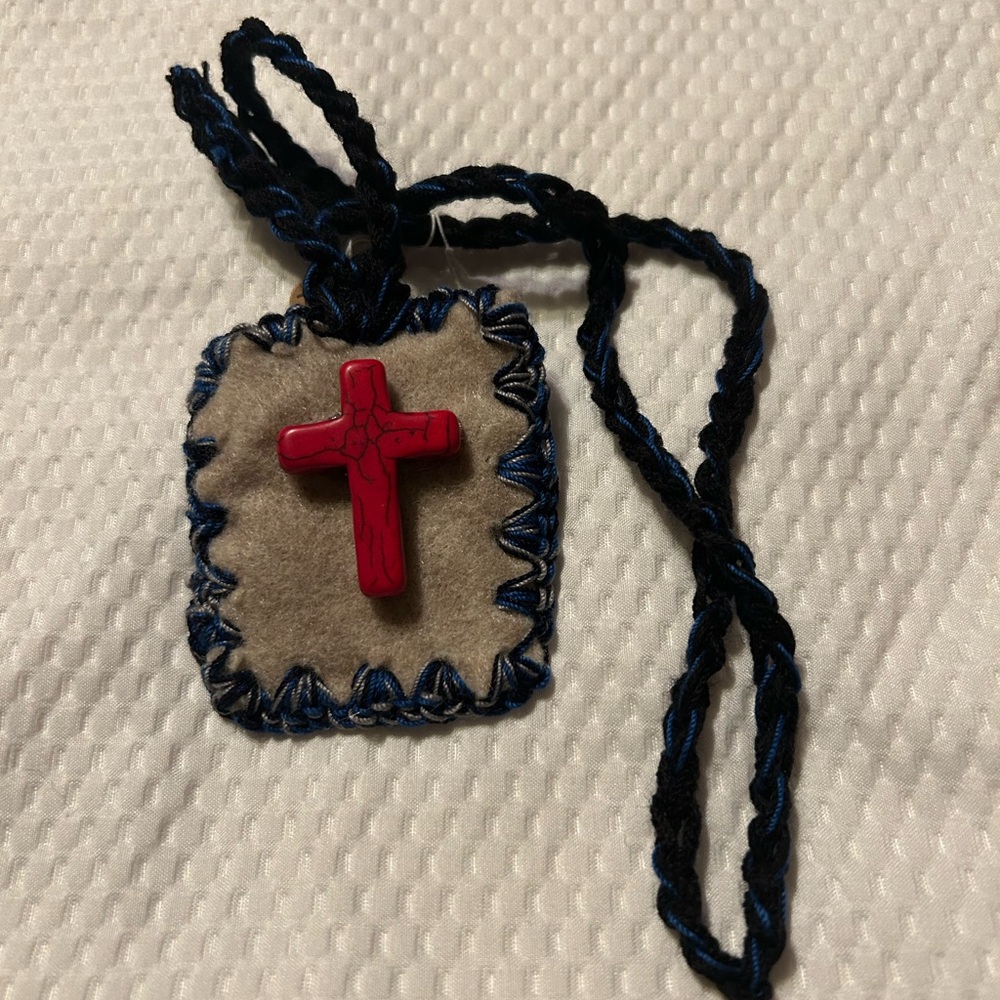Red Cross Handcrafted Escapulario Necklace